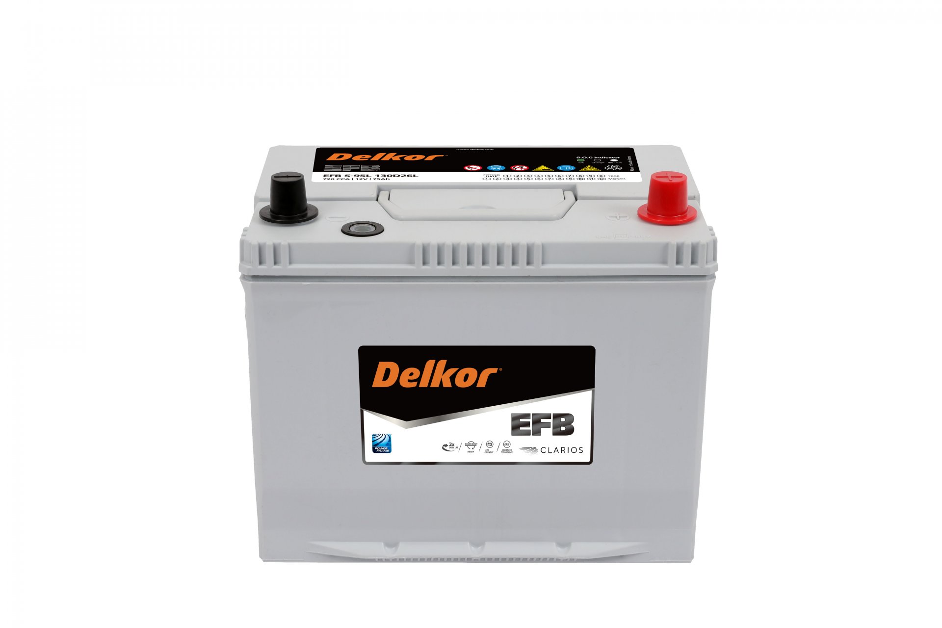 แบตเตอรี่ Delkor EFB S95L (EFB-Enhanced Flooded Battery Type) 12V 75Ah